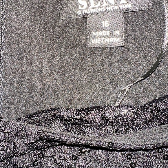 SLNY Black Sleeveless Lace Embellished Midi Dress Sz 16 NWT - Picture 4 of 6
